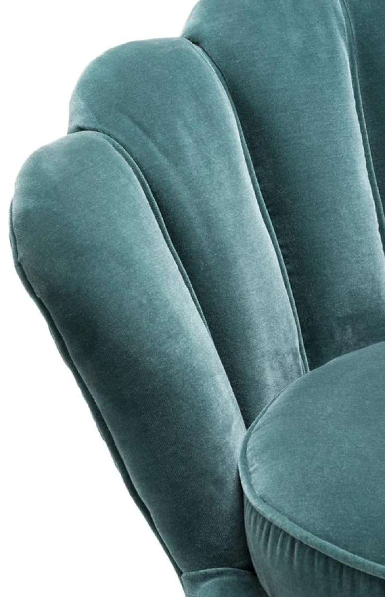 Casa Padrino Designer Wohnzimmer Sessel Dunkeltürkis / Messingfarben 96,5 x 79 x H. 78 cm - Luxus Wohnzimmermöbel