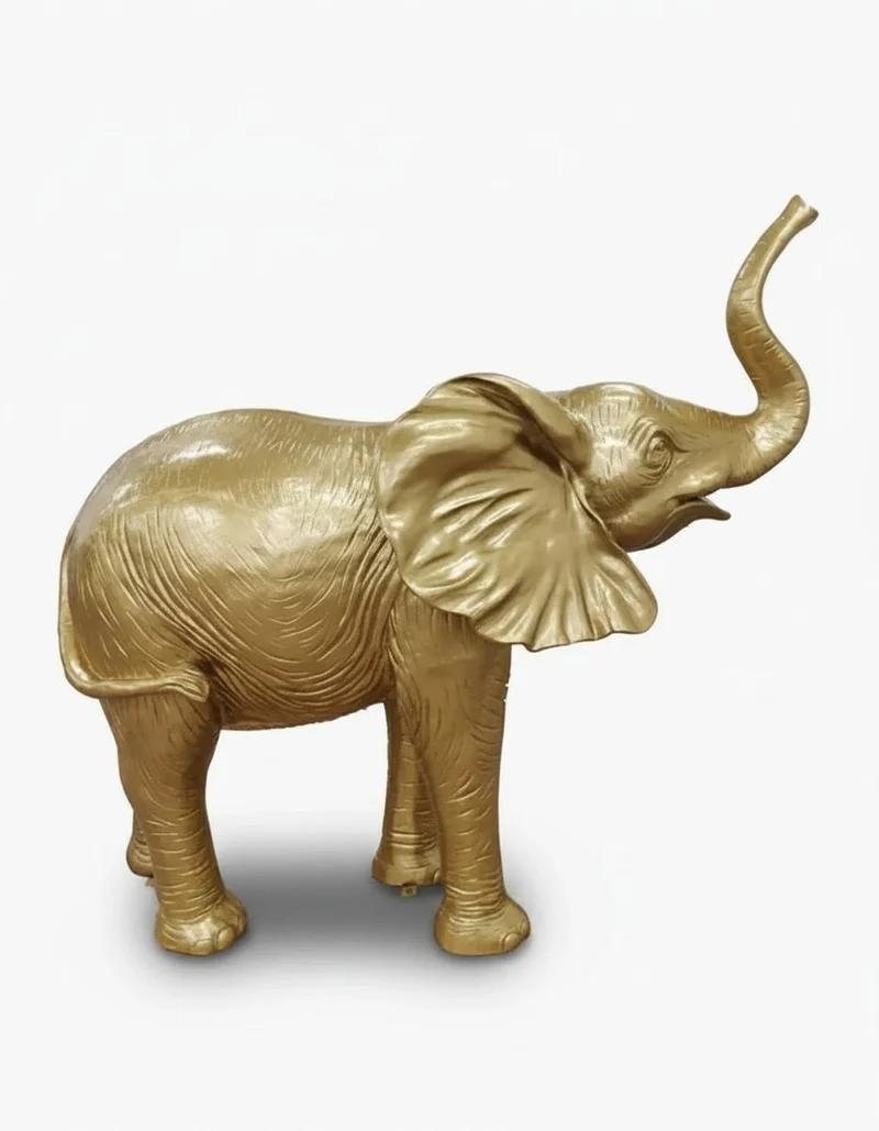 Casa Padrino Luxus Deko Skulptur Elefant GOLD H. 160 cm - Riesige Gartenskulptur - Lebensgroße Skulptur - XXL Deko Skulptur - XXL Deko Figur