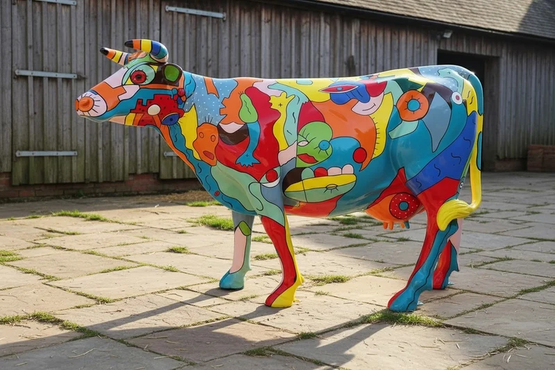Casa Padrino Luxus Deko Skulptur Kuh Urbane H. 160 cm - Riesige Gartenskulptur - Lebensgroße Skulptur - XXL Deko Skulptur - XXL Deko Figur