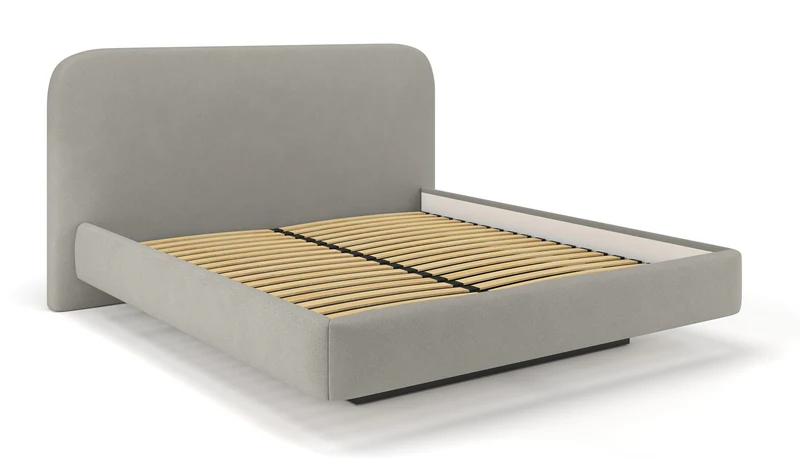 Gepolstertes Bett 140x200 cm Nellado mit Stauraum, grauer Chenille-Stoff