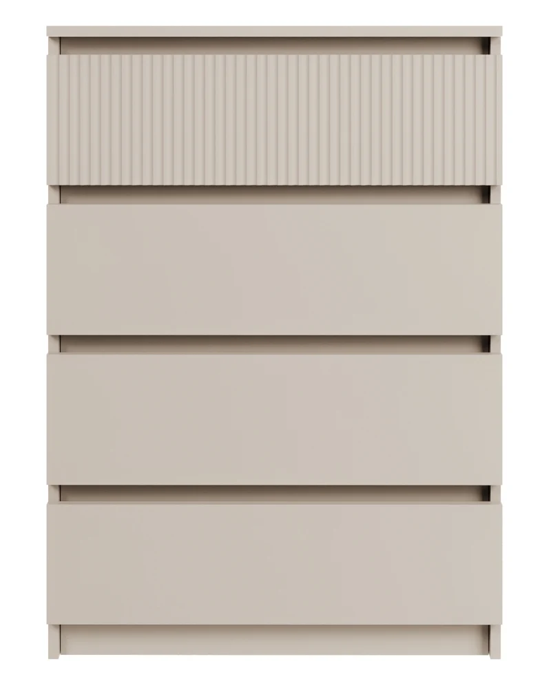 Kommode Sandia mit vier Schubladen und geriffelter Front, 70 cm, Kaschmir