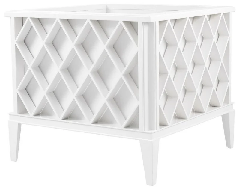 Casa Padrino Luxus Blumentopf Weiß 76 x 76 x H. 69 cm - Edler Aluminium Pflanzentopf - Balkon Terrassen Garten Deko Accessoires