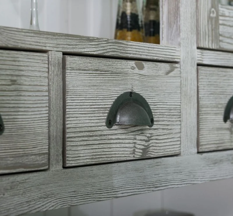 Casa Padrino Landhausstil Küchenschrank Grau / Weiß 244 x 47 x H. 225 cm - 2 Teiliger Schrank mit 6 Türen und 12 Schubladen - Landhausstil Küchenmöbel