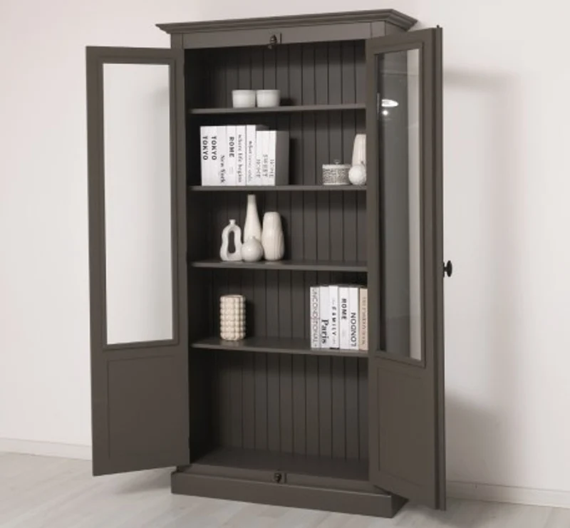 Casa Padrino Vitrine im Landhausstil mit 2 Türen, 110 x 40 x 210 cm