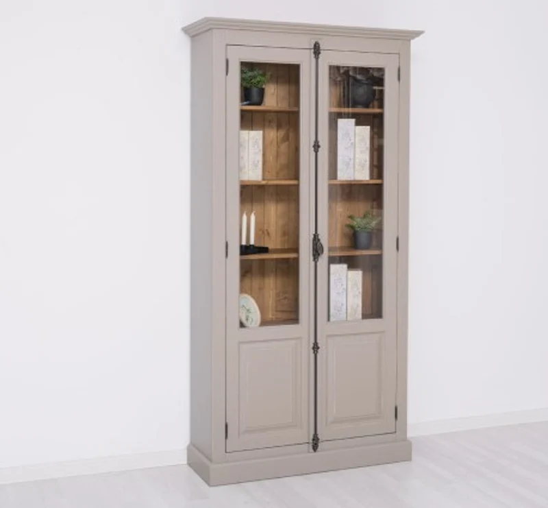 Casa Padrino Vitrine im Landhausstil mit 2 Türen, 110 x 40 x 210 cm