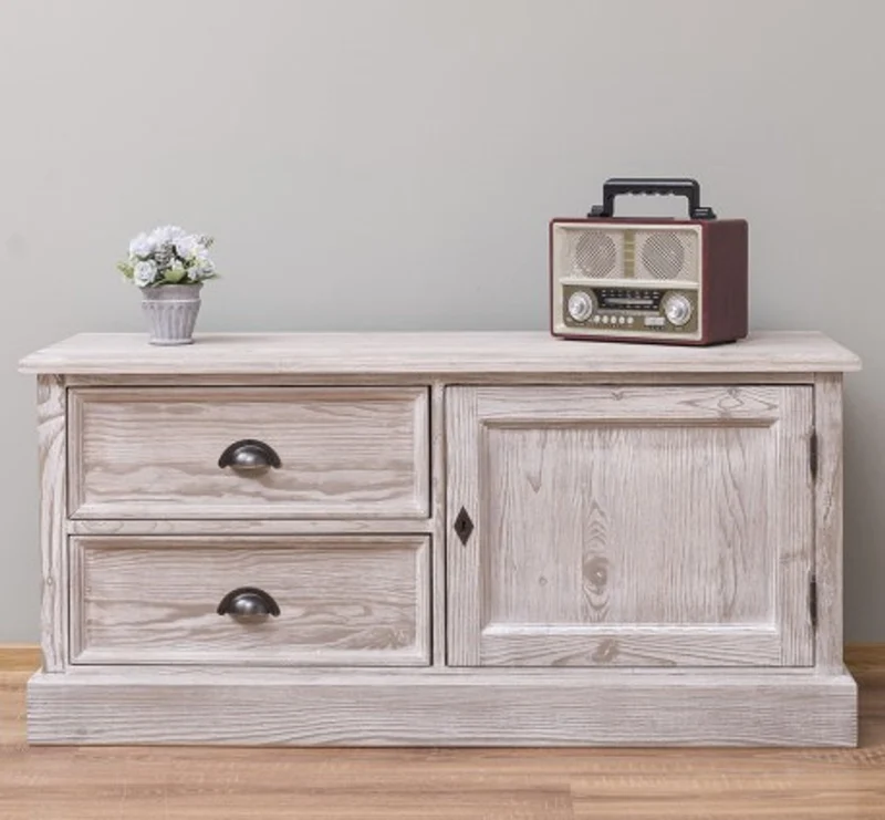 Casa Padrino TV Schrank im Landhausstil mit 1 Tür und 2 Schubladen, 120 x 40 x 57 cm