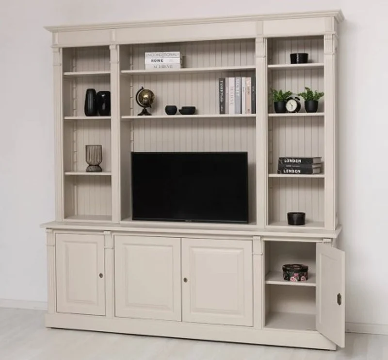 Casa Padrino TV Schrank im Landhausstil Creme Waterloo, 223 x 51 x 228 cm