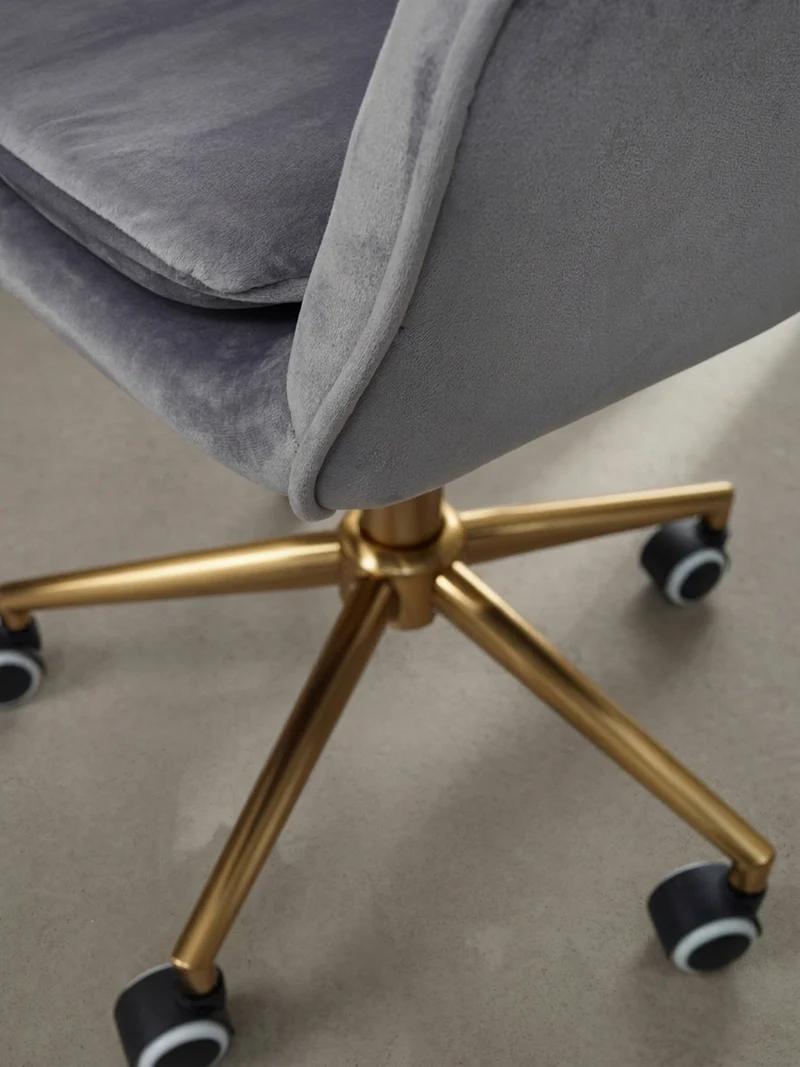 Schalenstuhl Samt mit Metallfußkreuz und 360° Drehfunktion