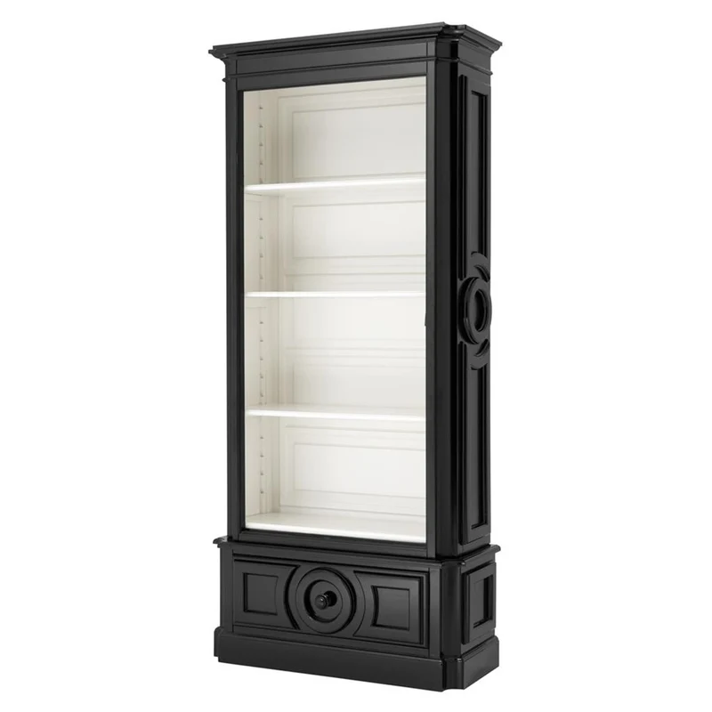 Casa Padrino Luxus Bücher Schrank Schwarz Wohnzimmer Schrank Barock Jugendstil Rokoko Vitrine Ladeneinrichtung