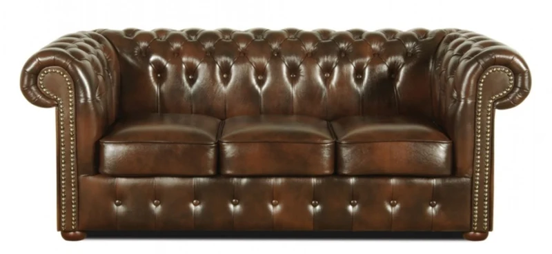 Casa Padrino Echtleder 3er Sofa Dunkelbraun 200 x 90 x H. 78 cm - Luxus Chesterfield Möbel