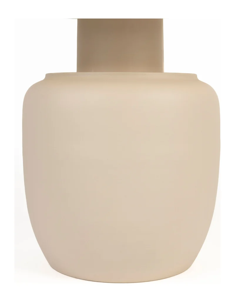 Beistelltisch Karula rund, Keramik-Platte in Travertin-Optik, Beige