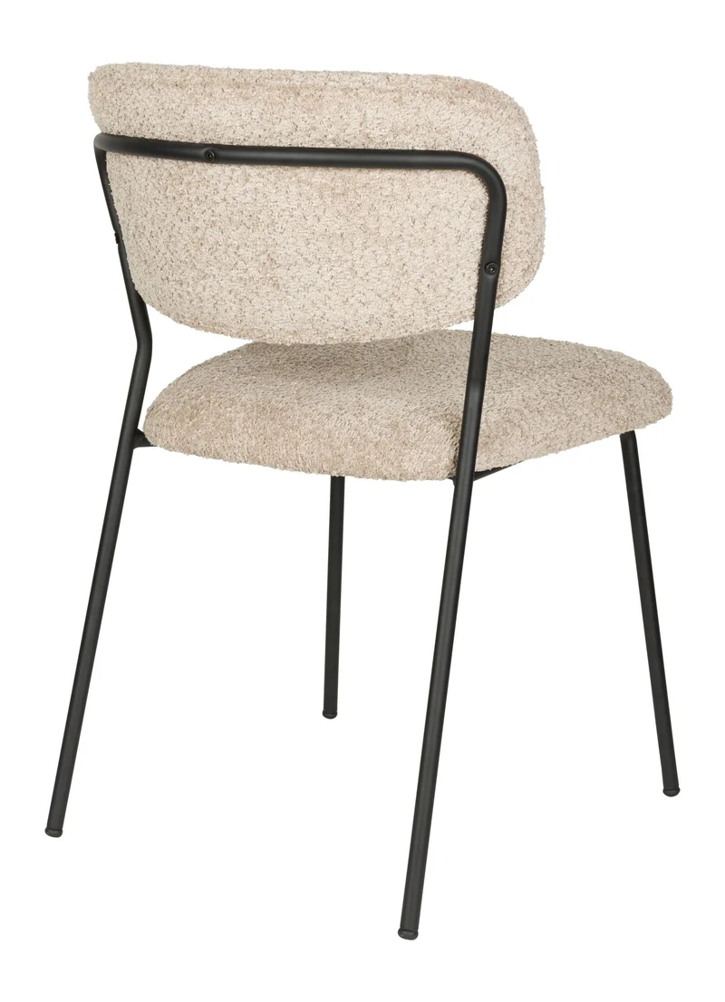 Esszimmerstuhl Jolien im 2er-Set, Beige mit schwarzem Metallgestell