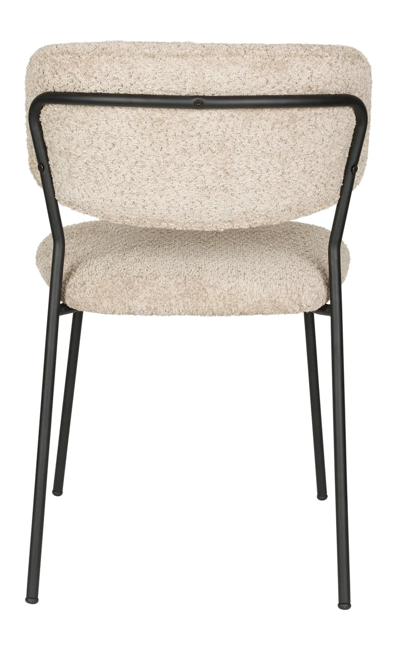 Esszimmerstuhl Jolien im 2er-Set, Beige mit schwarzem Metallgestell