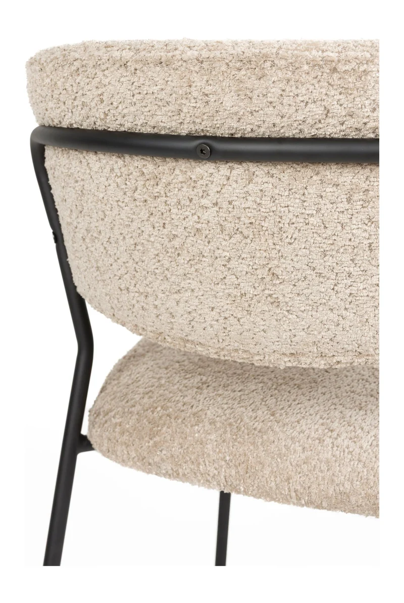 Esszimmerstuhl Jolien im 2er-Set, Beige mit schwarzem Metallgestell