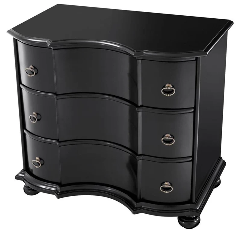 Casa Padrino Luxus Kommode mit 3 Schubladen Schwarz / Antik Messing 94 x 60 x H. 87 cm - Luxus Qualität