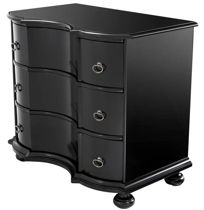 Casa Padrino Luxus Kommode mit 3 Schubladen Schwarz / Antik Messing 94 x 60 x H. 87 cm - Luxus Qualität