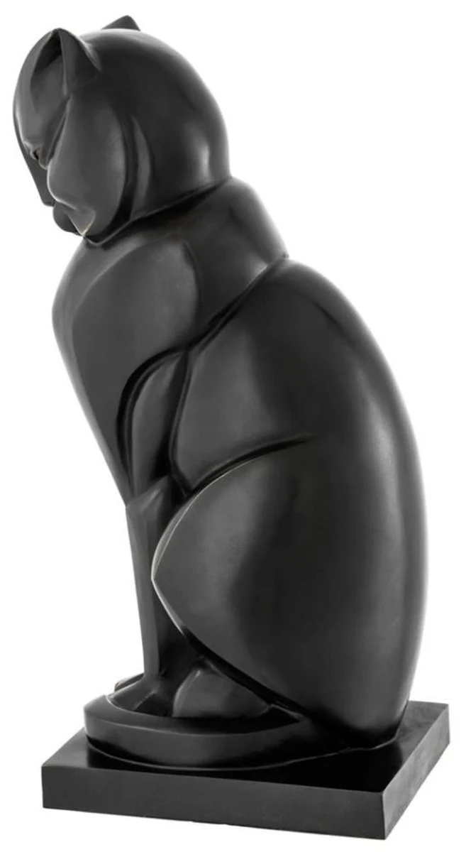 Casa Padrino Luxus Bronzefigur Katze 17,5 x 21 x H. 46 cm - Art Deco Figur