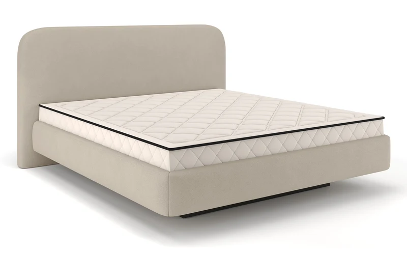 Polsterbett 180x200 cm Nellado mit Stauraum und Matratze, beige Chenille