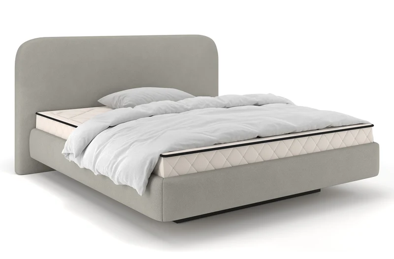 Gepolstertes Bett 120x200 cm Nellado mit Stauraum, grauer Chenillestoff