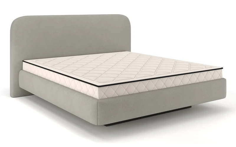 Gepolstertes Bett 120x200 cm Nellado mit Stauraum, grauer Chenillestoff