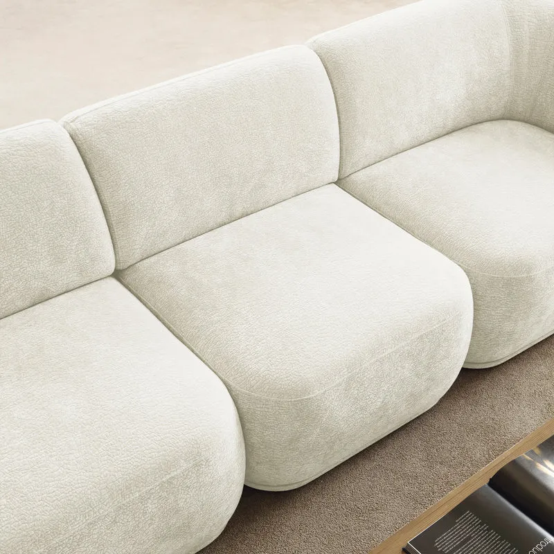 Einzelnes Mittelmodul Bommo, cremefarbenes Chenille