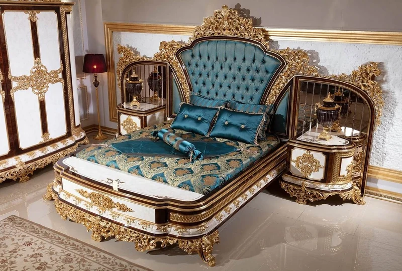 Casa Padrino Luxus Barock Nachtkommoden Set Weiß / Braun / Gold - Prunkvolle Massivholz Nachttische - Barock Schlafzimmer Möbel - Edel & Prunkvoll