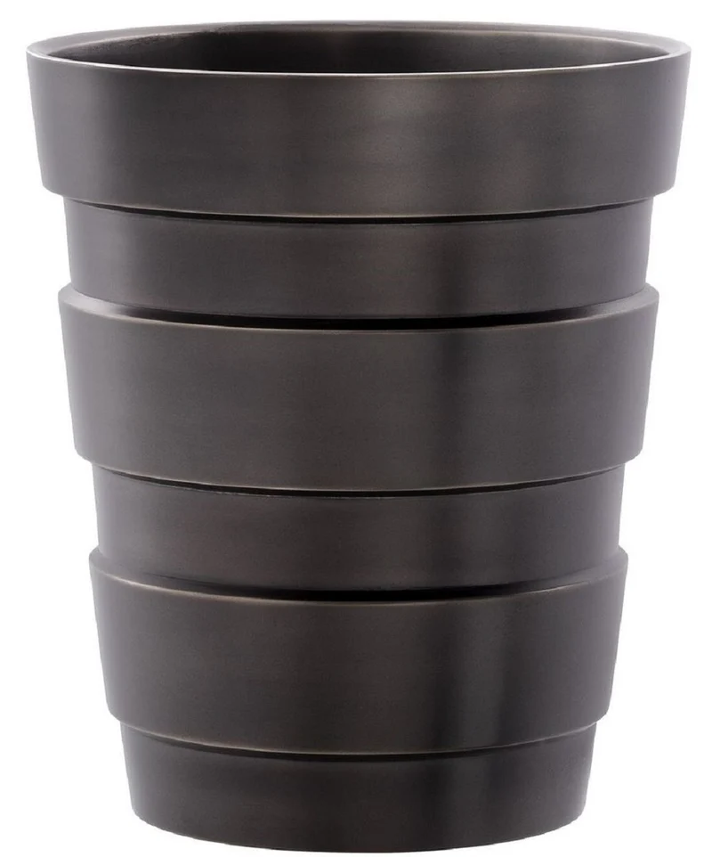 Casa Padrino Luxus Deko Messing Vase Bronzefarben Ø 19,5 x H. 22,5 cm - Moderne runde Blumenvase im Industrie Design - Luxus Qualität