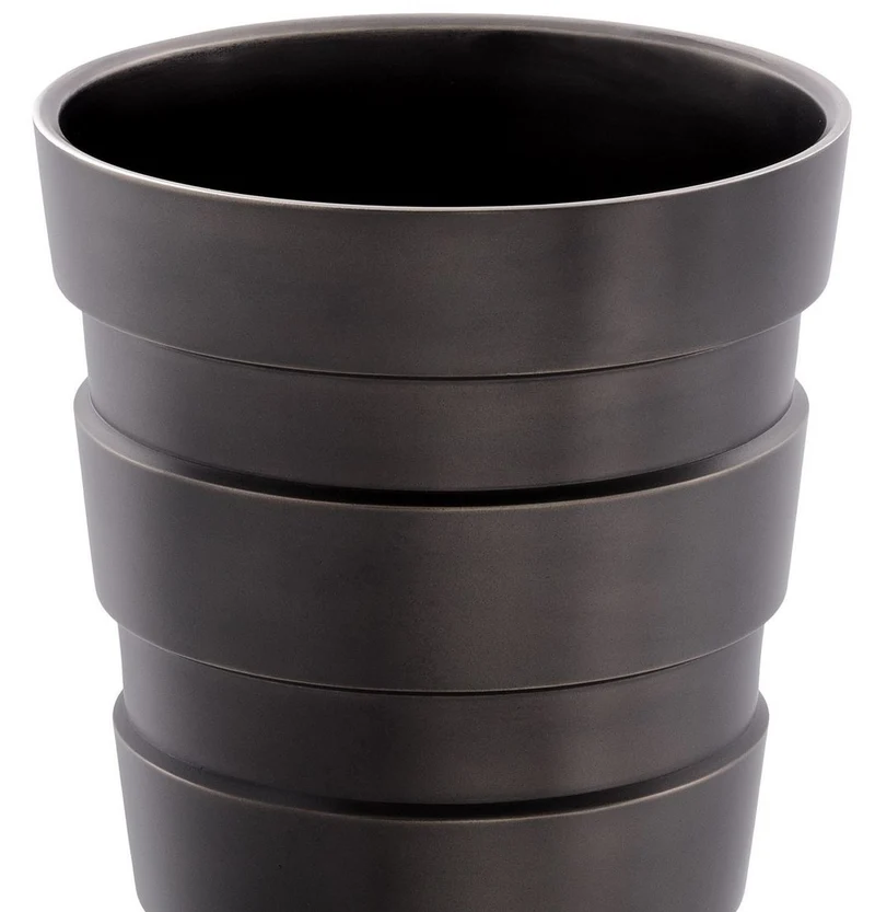 Casa Padrino Luxus Deko Messing Vase Bronzefarben Ø 19,5 x H. 22,5 cm - Moderne runde Blumenvase im Industrie Design - Luxus Qualität