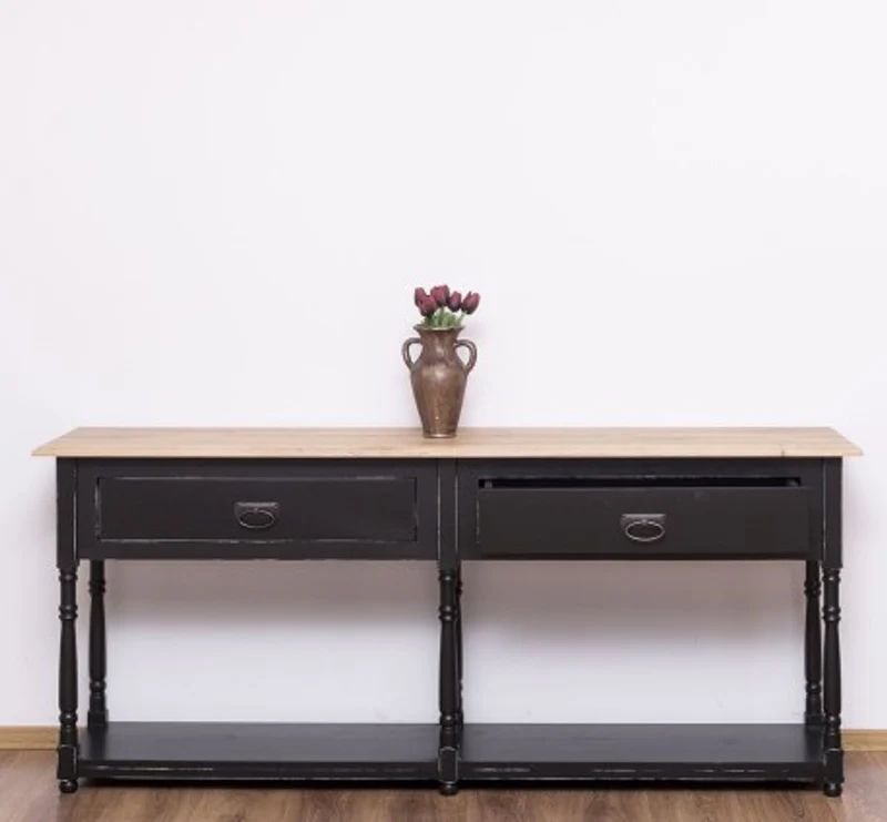 Casa Padrino Konsole im Landhausstil mit 2 Schubladen und Eichenholzplatte, 180 x 45 x 76 cm