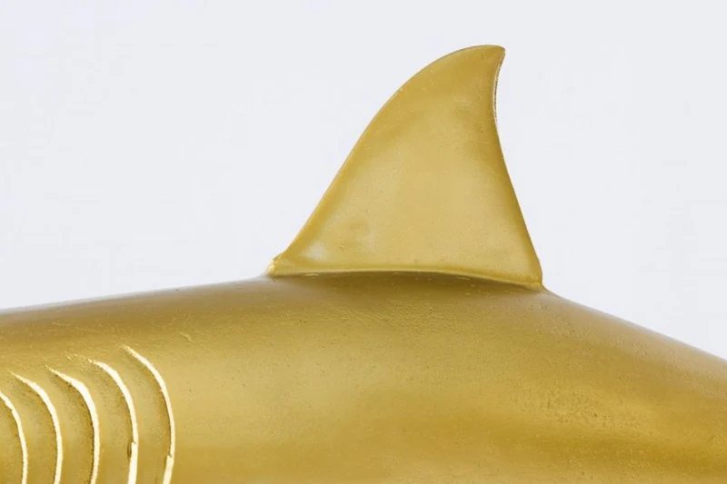 Deko-Figur Haifisch 70cm SHARK gold Aluminium Maritim Hai Skulptur