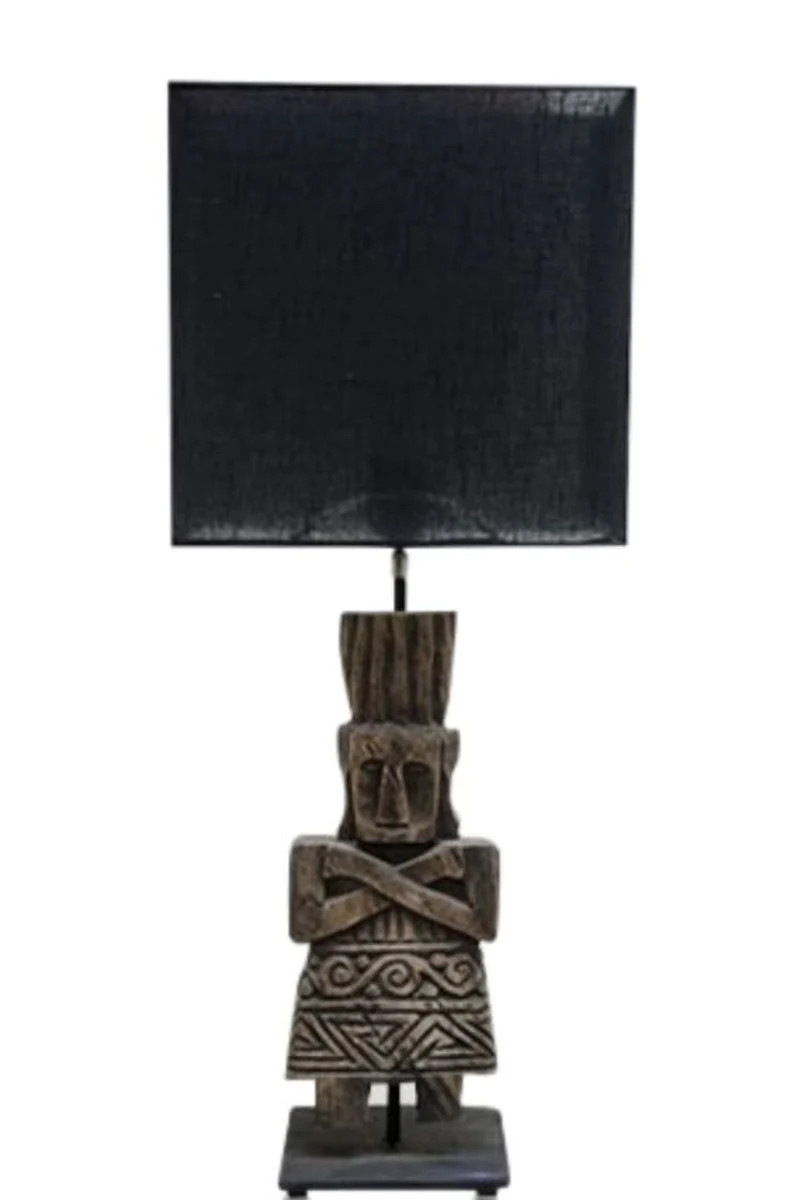 Casa Padrino Luxus Tischlampe mit schwarzem Lampenschirm 30 x 15 x H. 74 cm - Limited Edition