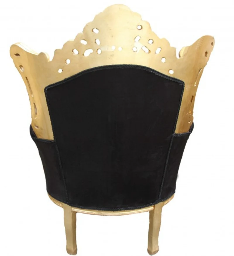 Casa Padrino Barock Sessel Al Capone im Antik Stil Schwarz / Gold 85 x 65 x H. 127 cm - Limited Edition