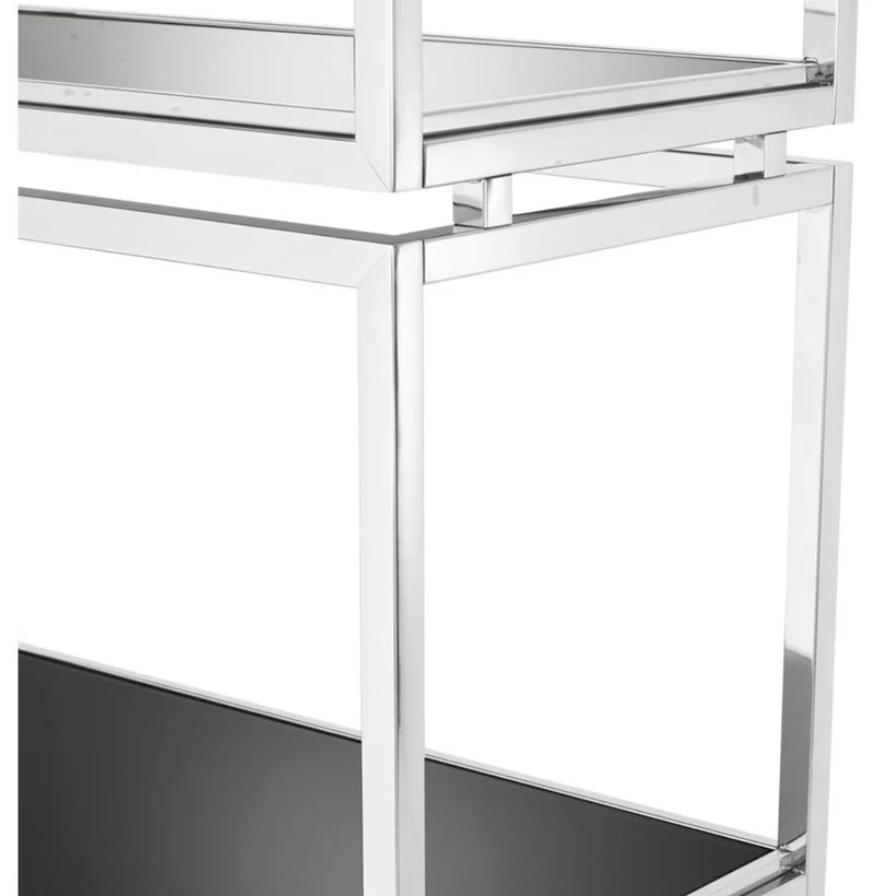Casa Padrino Edelstahl Regalschrank mit schwarzen Glasplatten 90 x 35 x H. 223,5 cm - Luxus Wohnzimmerschrank