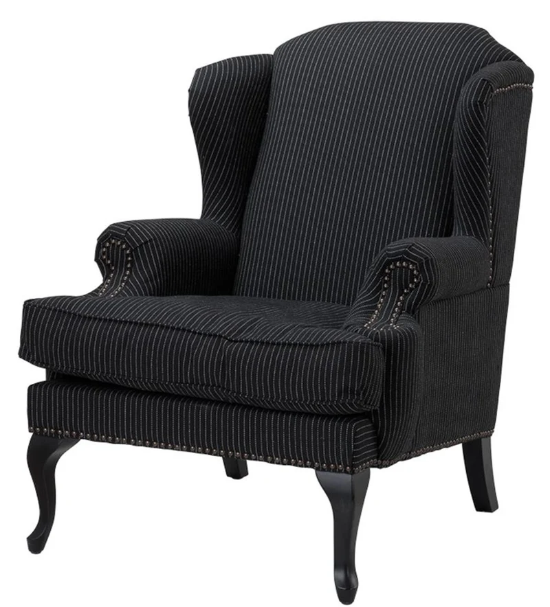 Casa Padrino Sessel schwarz mit weißen Nadelstreifen 81 x 104 x H. 104 cm - Luxus Kollektion