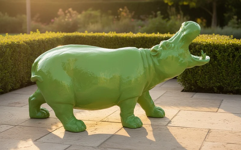 Casa Padrino Luxus Deko Skulptur Nilpferd H. 70 cm - Deko Skulptur - Deko Figur - Tierfigur - Gartendeko