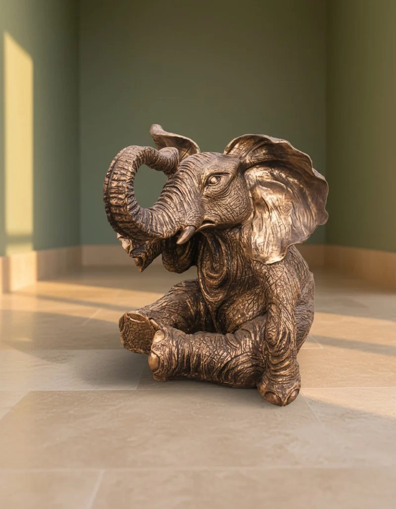 Casa Padrino Luxus Deko Skulptur Elefant Für Couchtisch H. 46 cm - Deko Skulptur - Deko Figur - Tierfigur - Gartendeko