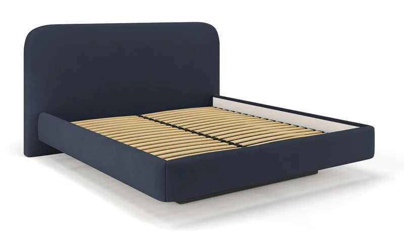 Polsterbett 180x200 cm Nellado mit Stauraum und Matratze Denim Chenille