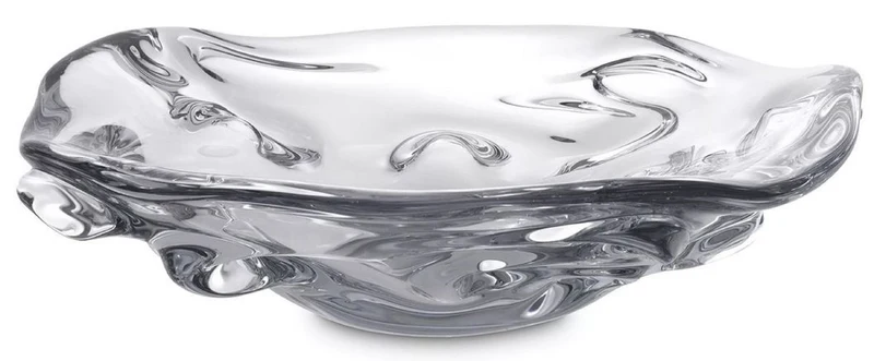 Casa Padrino Luxus Glasschale Ø 34 x H. 8 cm - Mundgeblasene Deko Glas Obstschale - Glas Deko Accessoirs - Luxus Kollektion