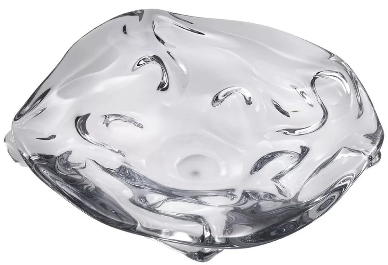 Casa Padrino Luxus Glasschale Ø 34 x H. 8 cm - Mundgeblasene Deko Glas Obstschale - Glas Deko Accessoirs - Luxus Kollektion