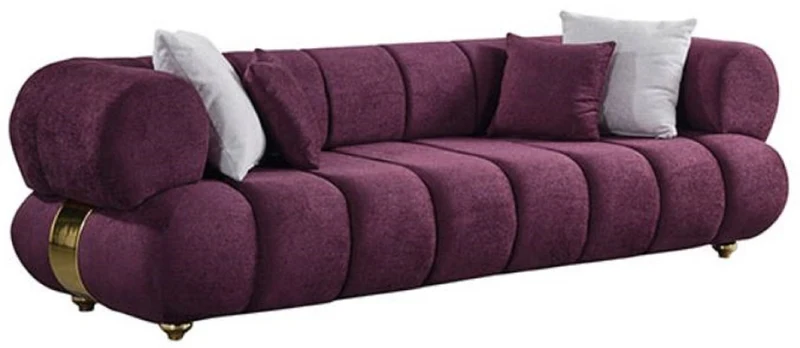 Casa Padrino Luxus 4er Sofa Lila / Gold - Modernes Wohnzimmer Sofa - Moderne Wohnzimmer Möbel - Luxus Kollektion