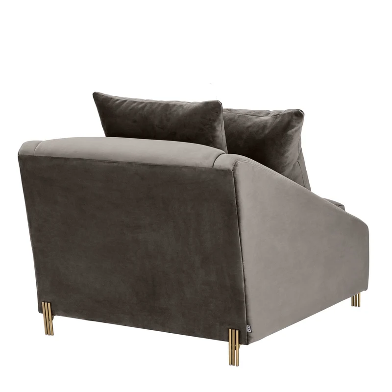 Casa Padrino Luxus Samtsessel Grau / Messingfarben 88 x 94 x H. 73 cm - Wohnzimmer Sessel mit 2 Kissen - Luxus Möbel