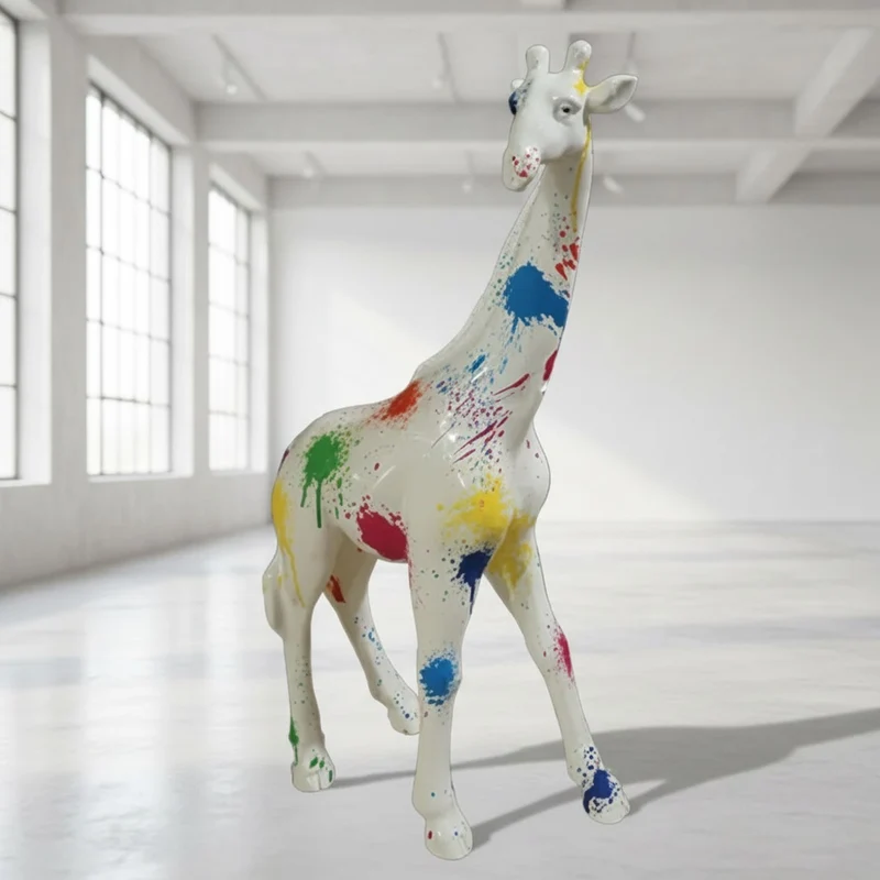 Casa Padrino Luxus Deko Skulptur Giraffe Splash H. 77 cm - Deko Skulptur - Deko Figur - Tierfigur - Gartendeko