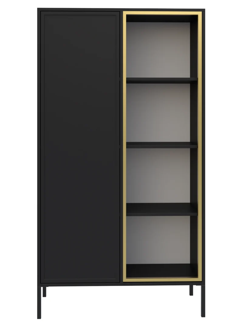 Zweiflügeliger Velveto-Schrank mit Glastür, 90 cm, schwarz