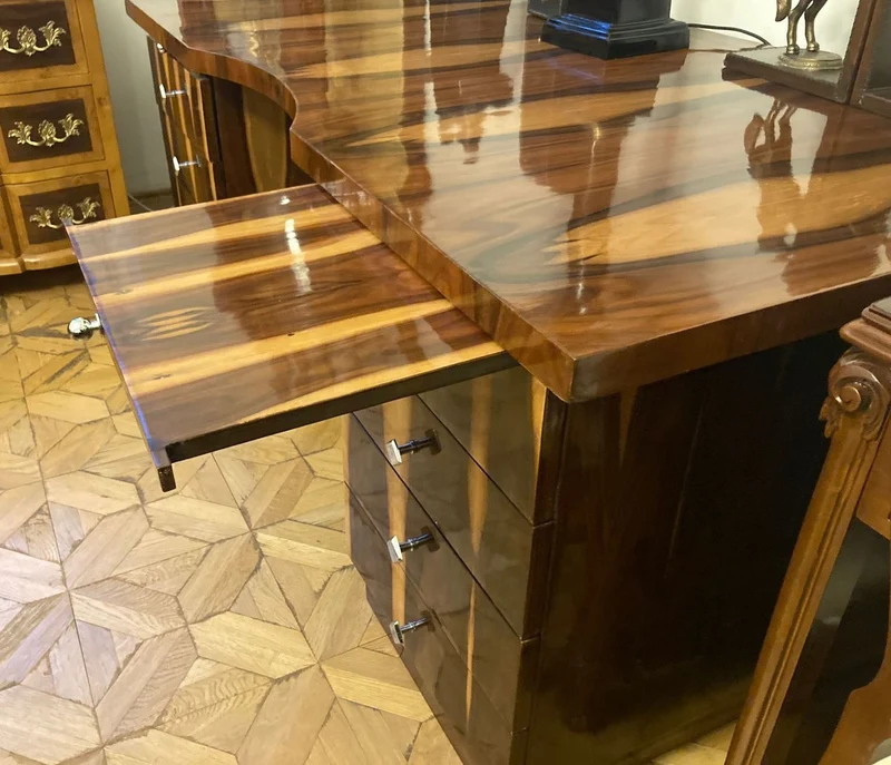 Casa Padrino Art Deco Schreibtisch Braun 180 x 90 x H. 81 cm - Massivholz Bürotisch - Computertisch - Büro Möbel - Luxus Möbel - Massivholz Möbel - Luxus Einrichtung - Büro Einrichtung