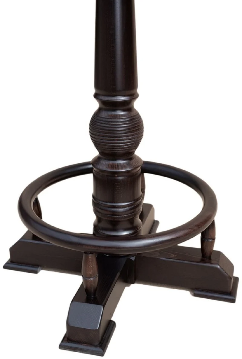 Casa Padrino Luxus Stehtisch mit Fußstütze Dunkelbraun Ø 75 x H. 110 cm - Runder Massivholz Tisch - Runder Massivholz Bartisch - Massivholz Möbel - Bar Möbel - Gastronomie Möbel