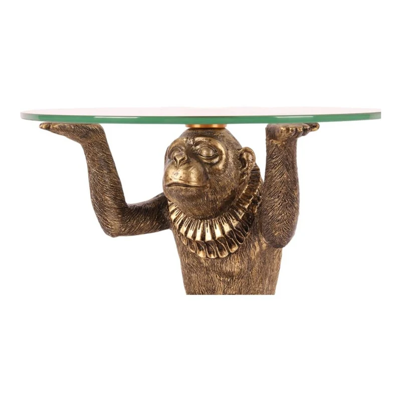 Casa Padrino Barock Beistelltisch Affe mit Glasplatte H. 26,5 cm - Barock Deko Möbel