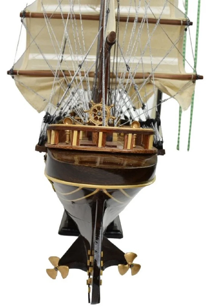 Casa Padrino Luxus Flaggschiff France II Mehrfarbig 120 x 27 x H. 87 cm - Handgefertigtes Deko Schiff - Holzschiff - Segelschiff - Kriegsschiff - Modellschiff - Wohnzimmer Deko - Deko Accessoires