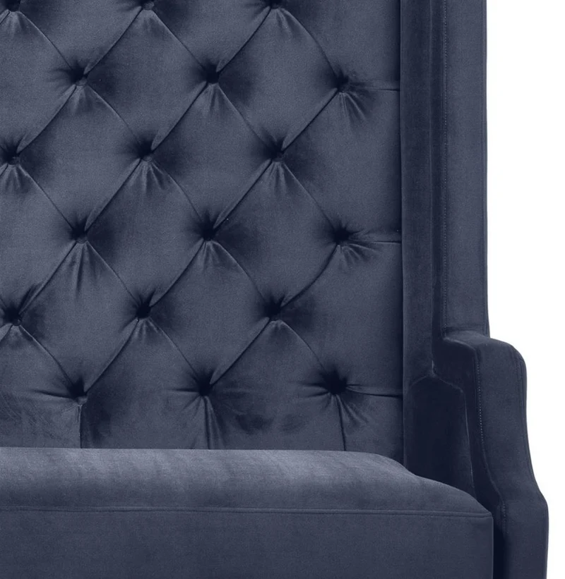 Casa Padrino Luxus Hochlehnsofa Mitternachtsblau / Schwarz 160 x 68 x H. 160 cm - Luxus Chesterfield Samtsofa