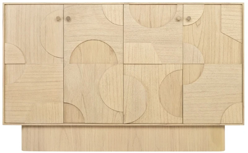 Casa Padrino Luxus Designer Sideboard Naturfarben 172,5 x 50 x H. 107,5 cm - Massivholz Schrank mit 4 Türen - Schlafzimmer Schrank - Wohnzimmer Schrank - Büro Schrank - Luxus Möbel