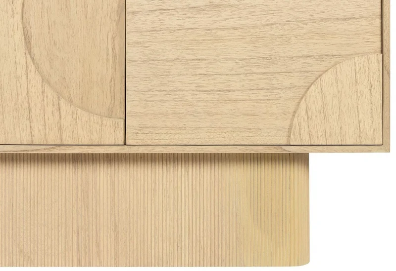 Casa Padrino Luxus Designer Sideboard Naturfarben 172,5 x 50 x H. 107,5 cm - Massivholz Schrank mit 4 Türen - Schlafzimmer Schrank - Wohnzimmer Schrank - Büro Schrank - Luxus Möbel